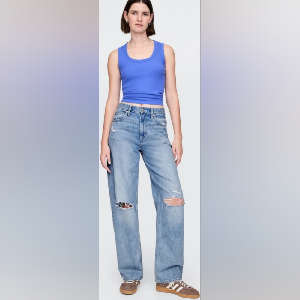 GAP High Rise Barrel Jeans Light Indigo